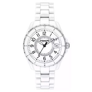 Coach Preston 32mm White Ceramic Stainless Steel Crystal Watch